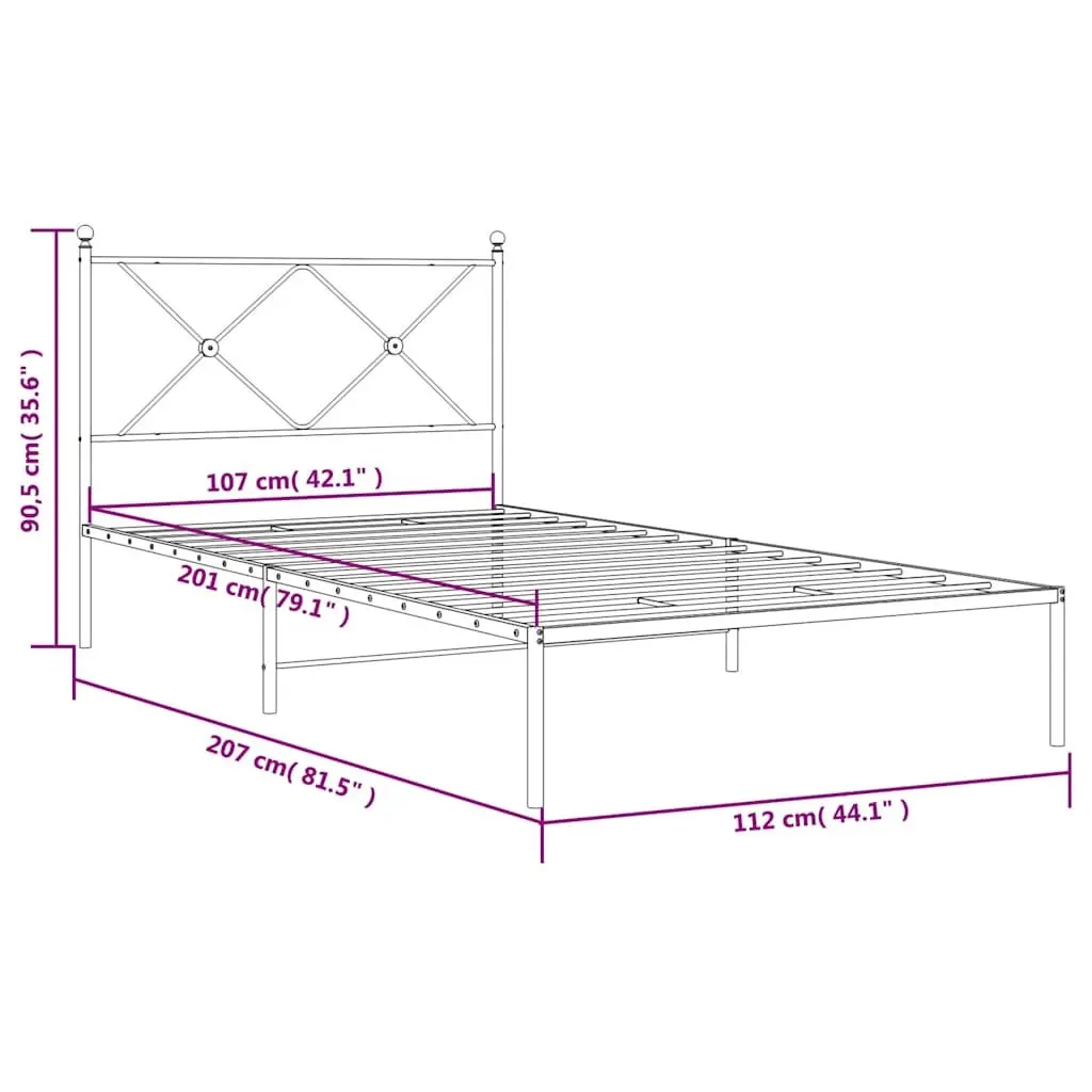 Metal Bed Frame King Single 107x203 cm Headboard White Bedroom Furniture