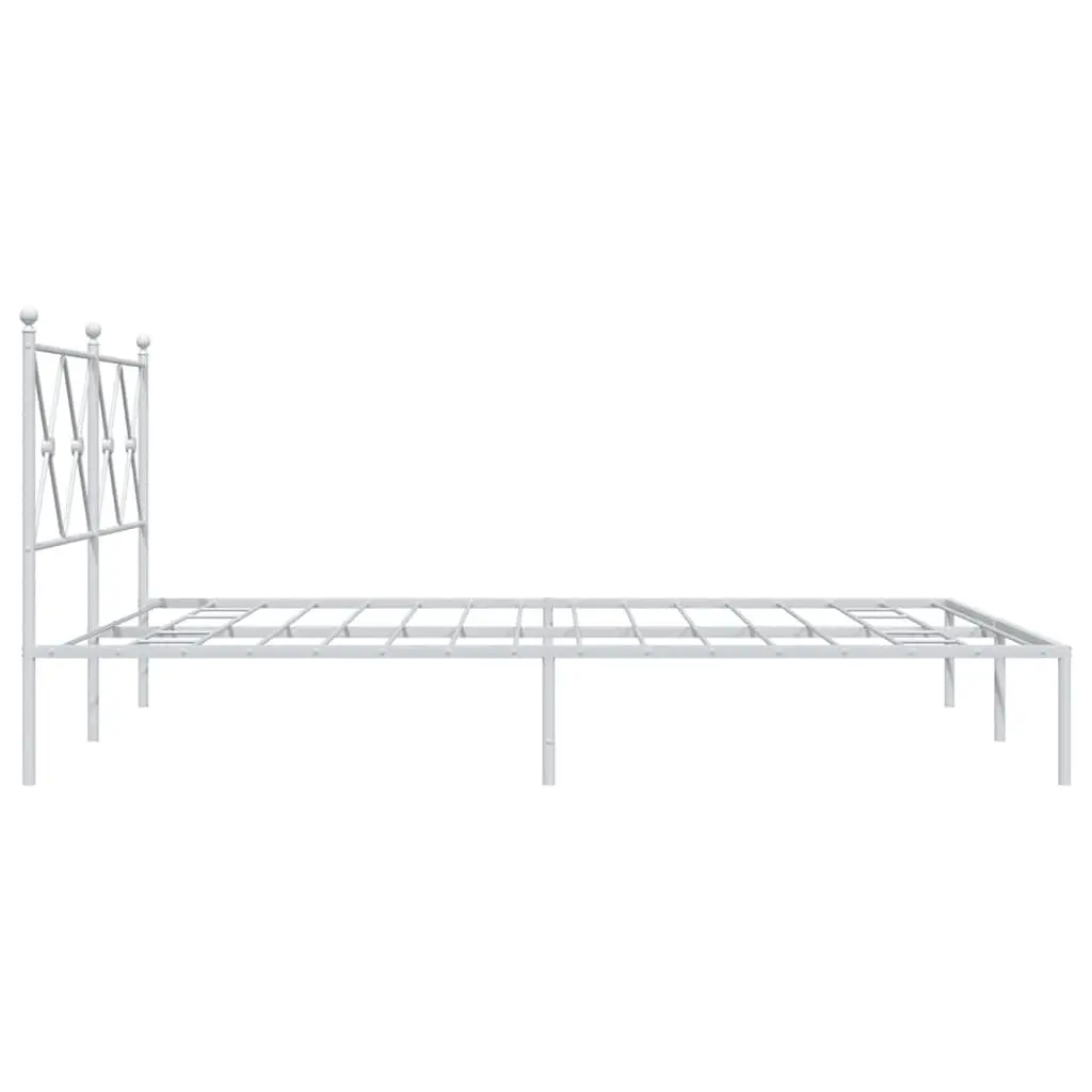 Metal Bed Frame White 150x200 cm Bedroom Furniture Slatted Base
