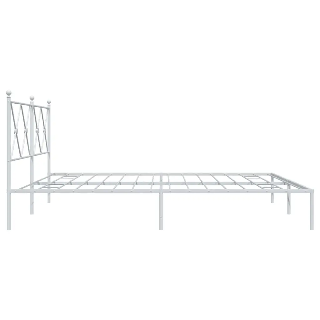 Metal Bed Frame King Size 183x203cm with Headboard Slatted Base White