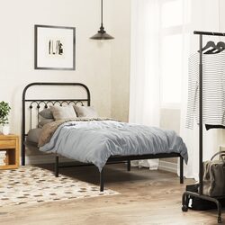 Warm Black Metal Bed Frame 90x190 cm with Headboard