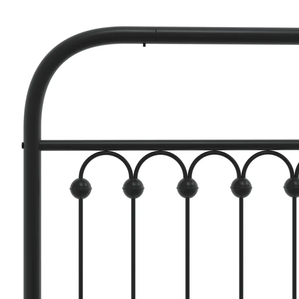 Metal Bed Frame Black 90x190 cm Bedroom Furniture Headboard Slatted Base Storage