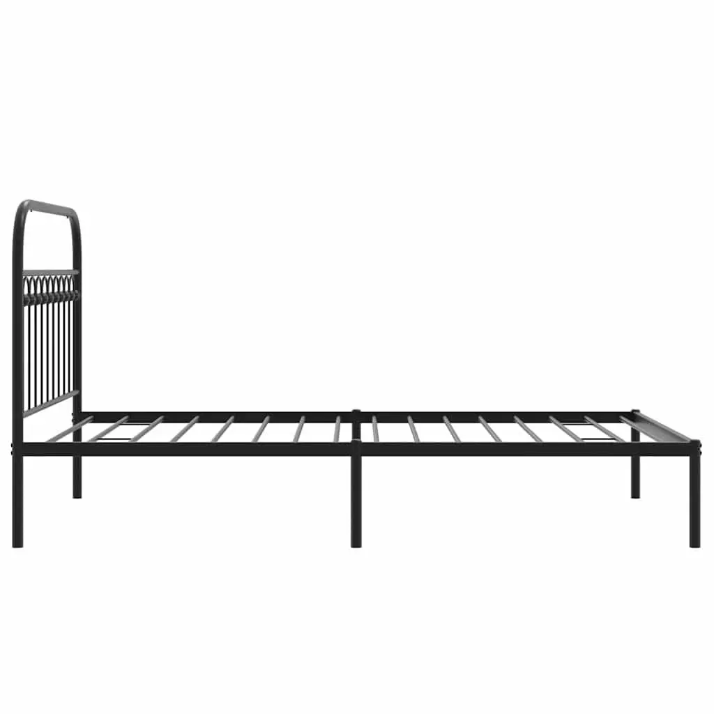 Metal Bed Frame King Single 107x203 cm Headboard Storage Black