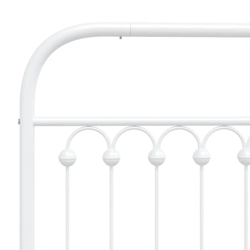 Metal Bed Frame with Headboard White 150x200 cm Bedroom Furniture Storage