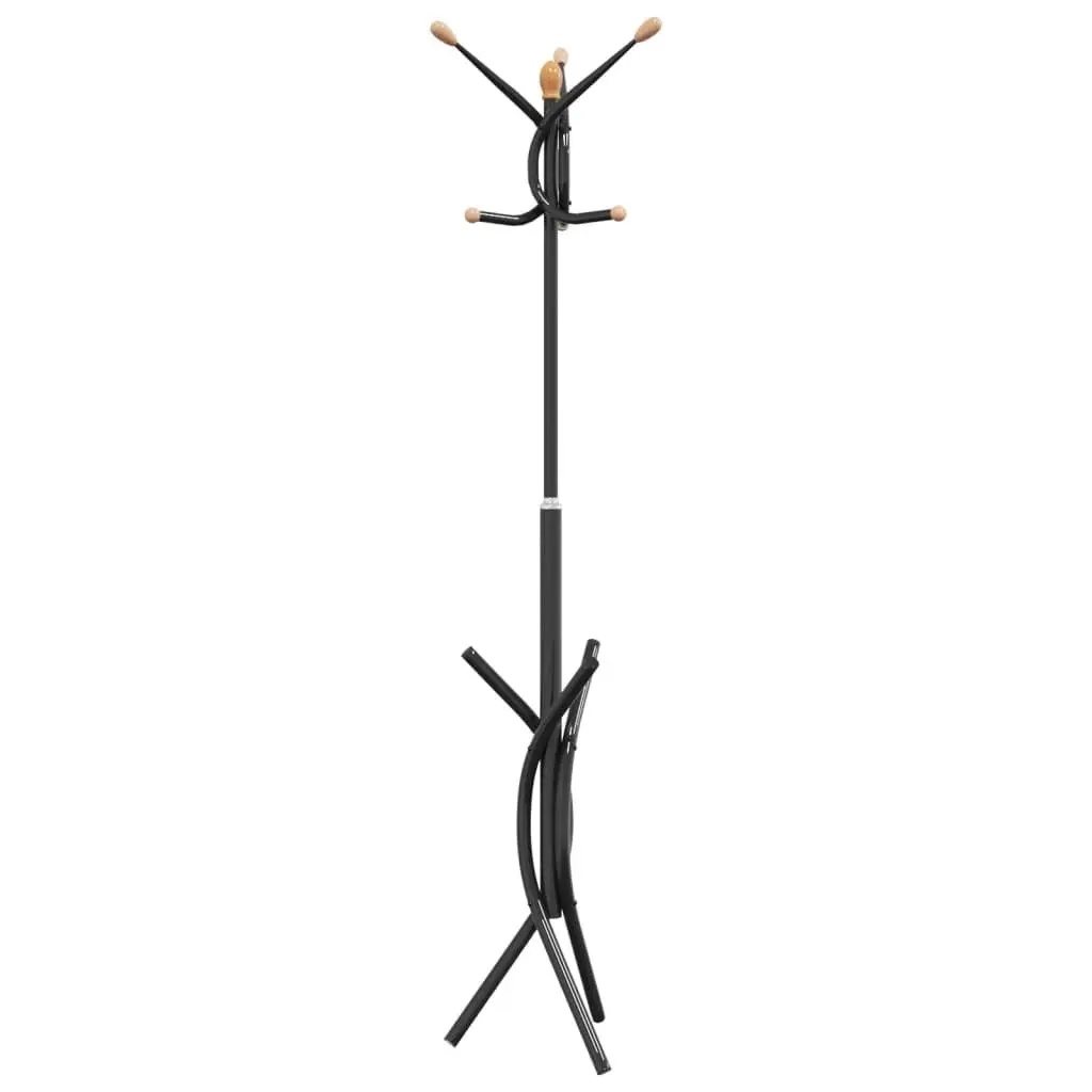 Coat Stand Black 176cm Iron Frame 9 Hooks Storage Rack Hallway Bedroom Organiser