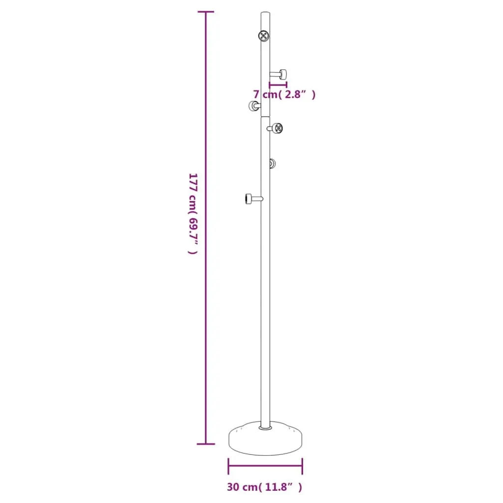 Coat Stand Black 177cm Iron Beech Wood Storage Rack 6 Hooks