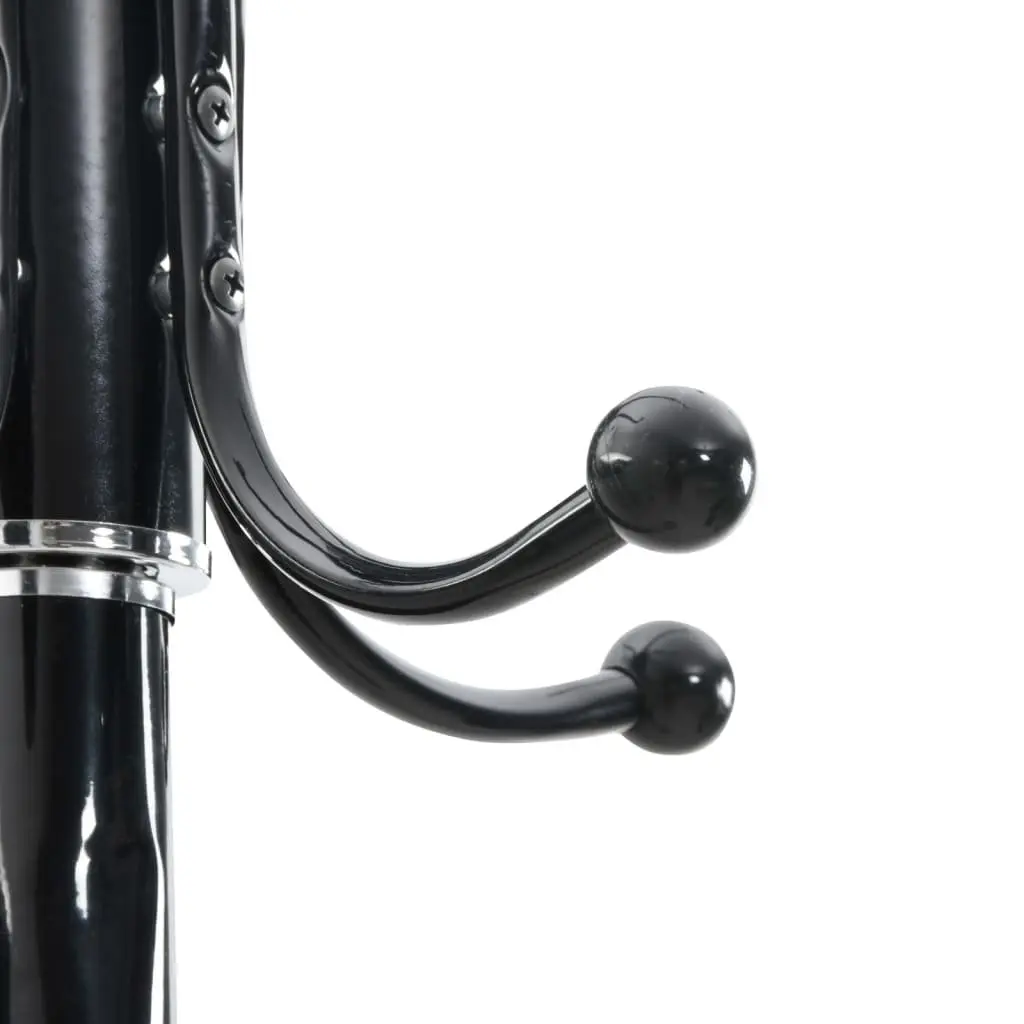 Coat Stand Umbrella Holder 180cm Powder-coated Iron Frame 12 Hooks Black