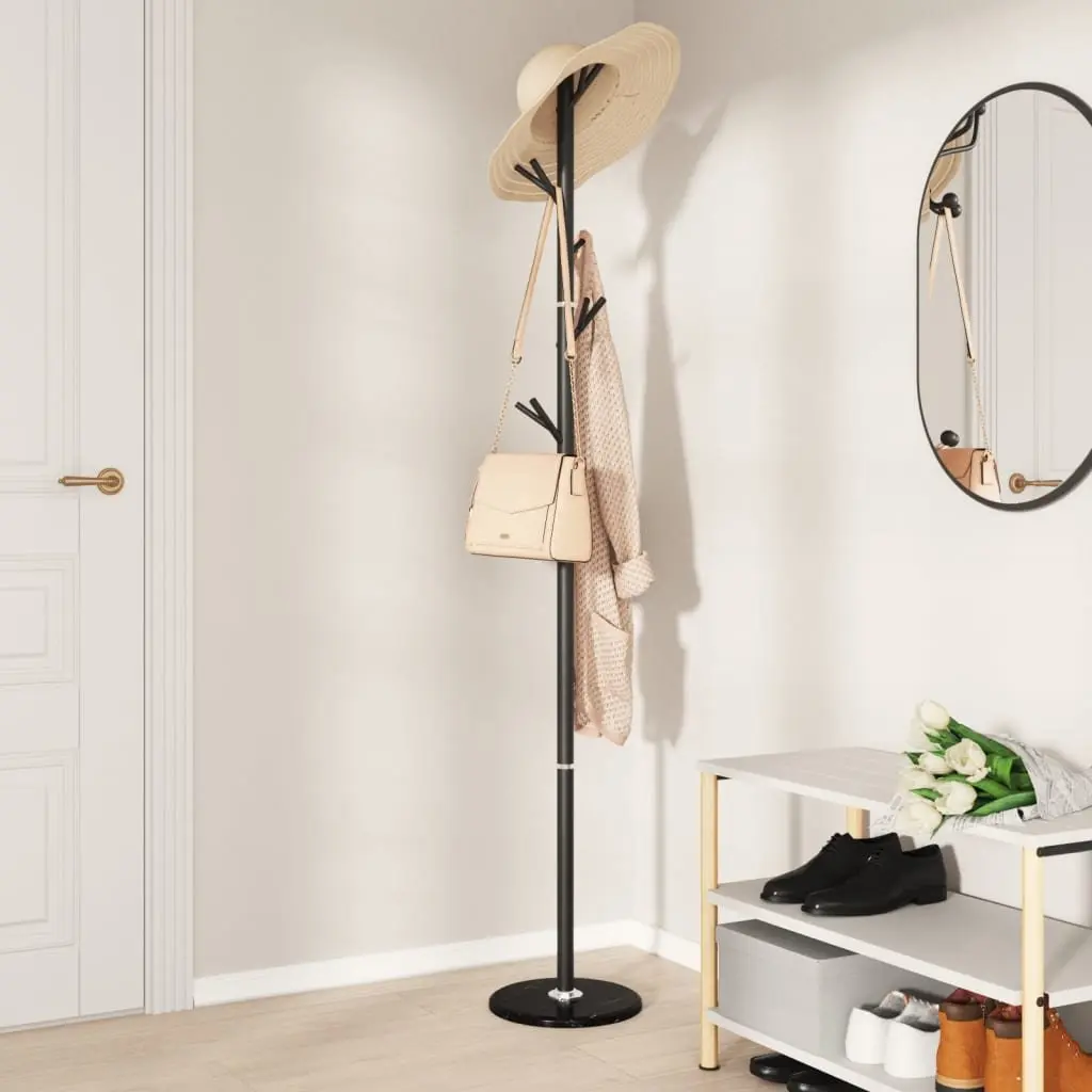 Coat Stand Black 175 cm Iron Frame 12 Hooks Hallway Bedroom Storage Organizer
