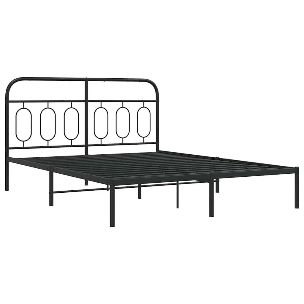 Metal Bed Frame Bedroom Furniture 150x200 cm Black Steel