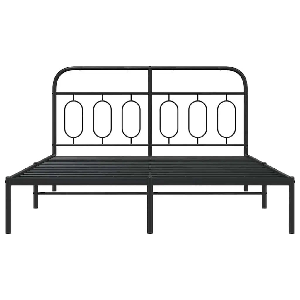 Metal Bed Frame Bedroom Furniture 150x200 cm Black Steel