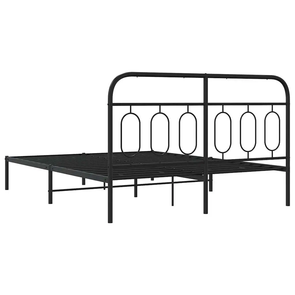 Metal Bed Frame Bedroom Furniture 150x200 cm Black Steel