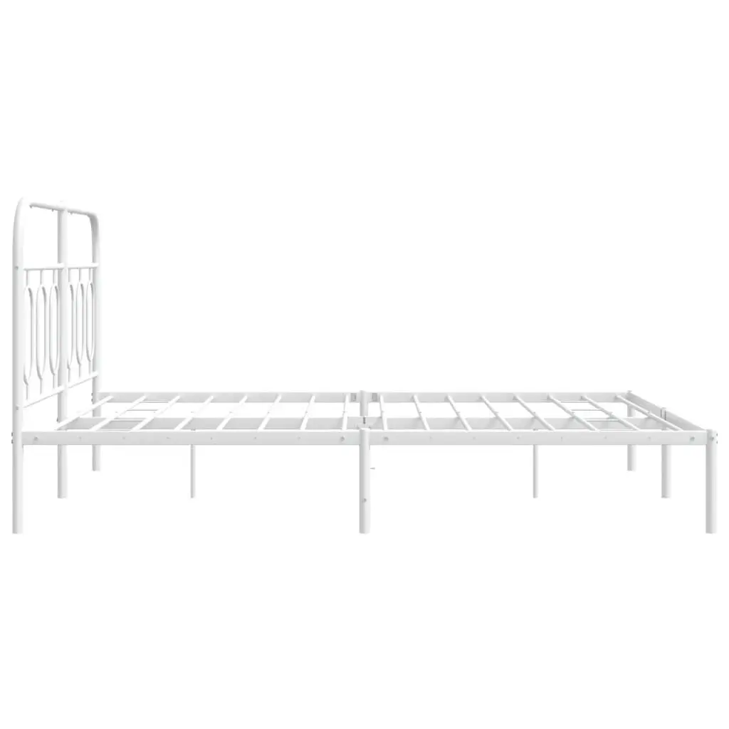 White Metal Bed Frame with Headboard