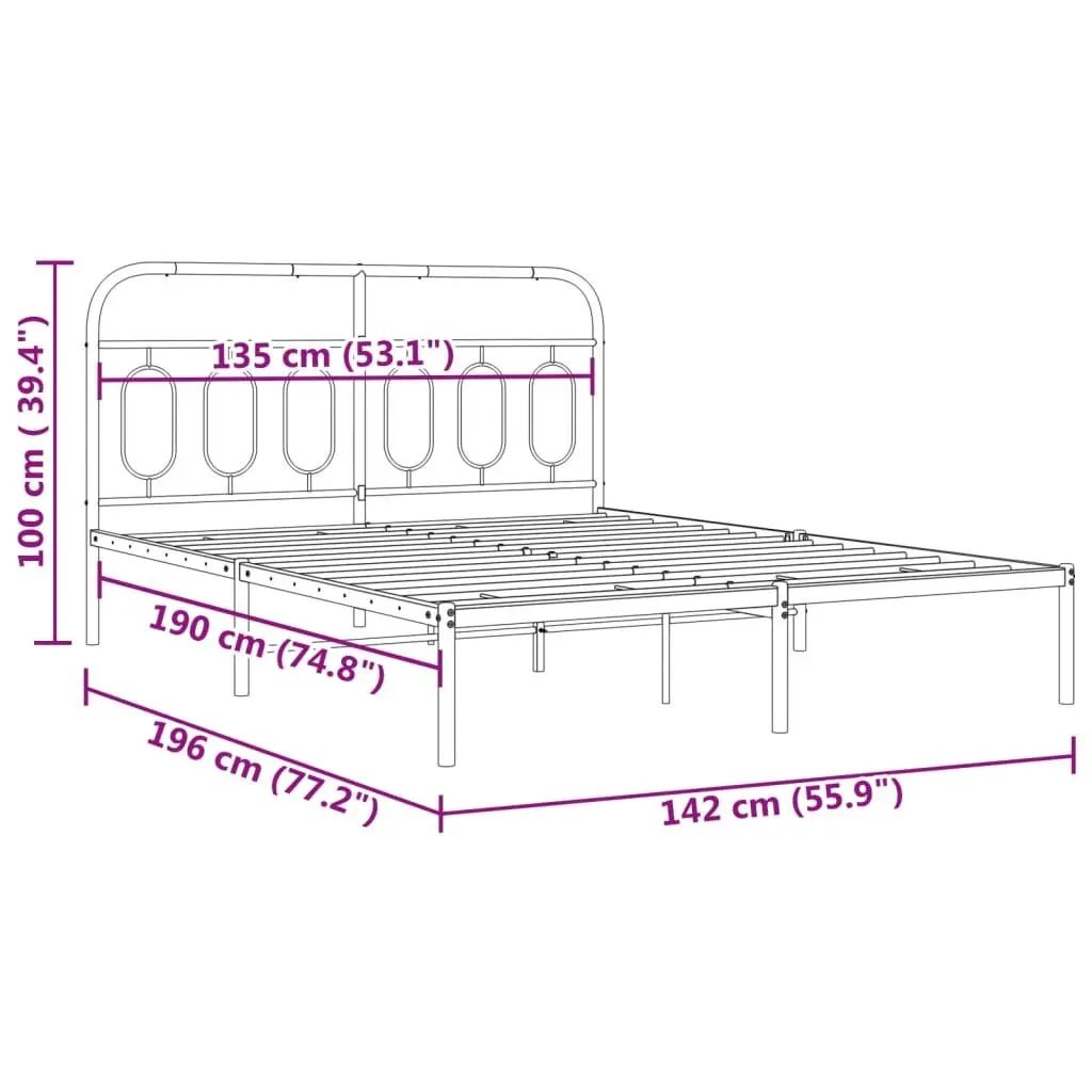 White Metal Bed Frame with Headboard