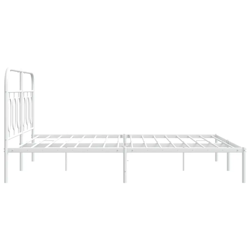 Metal Bed Frame with Headboard 150x200 cm White