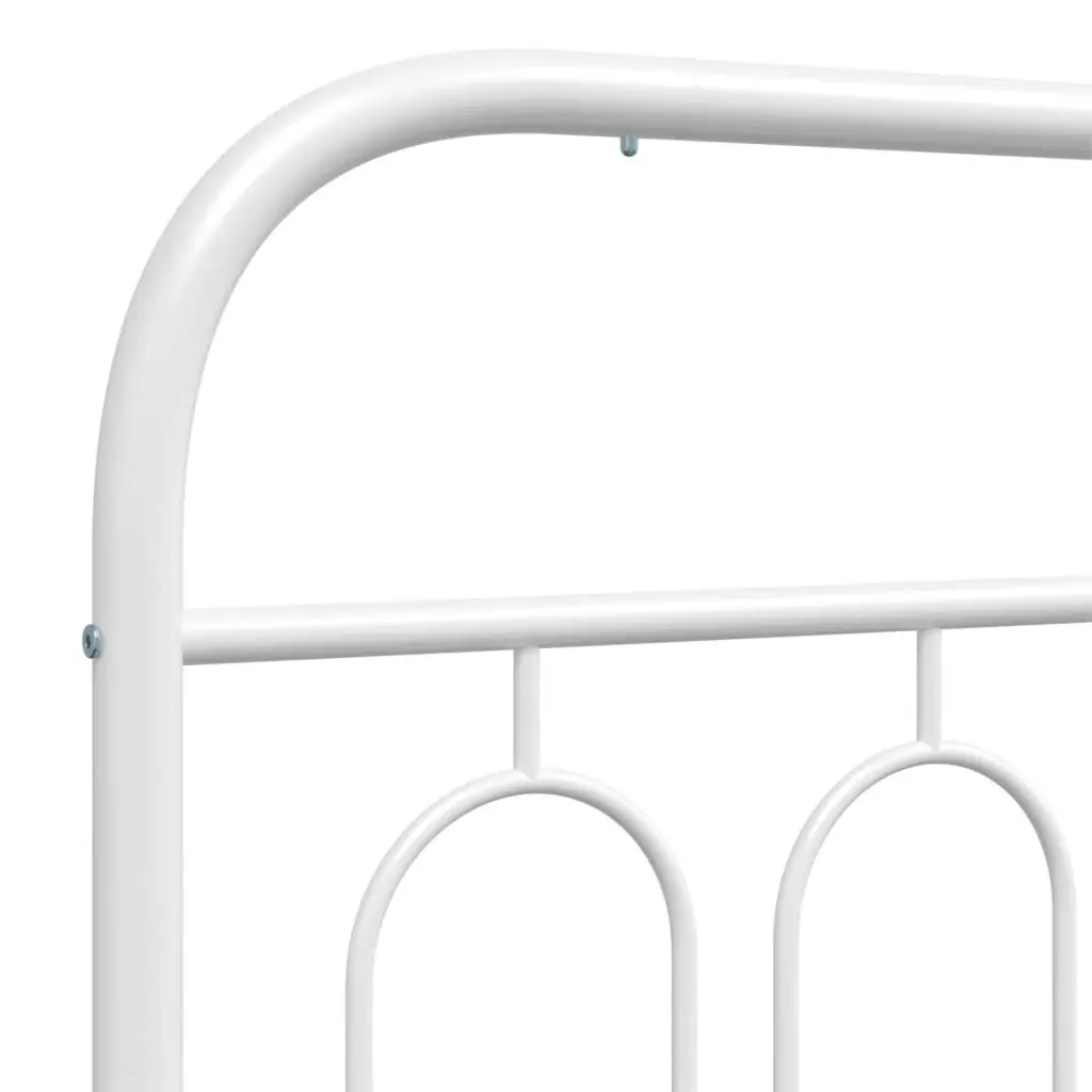 Metal Bed Frame with Headboard 150x200 cm White