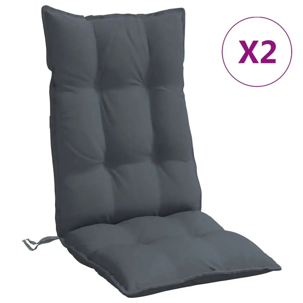 Highback Chair Cushions Outdoor Garden Patio 2 pcs Anthracite Oxford Fabric