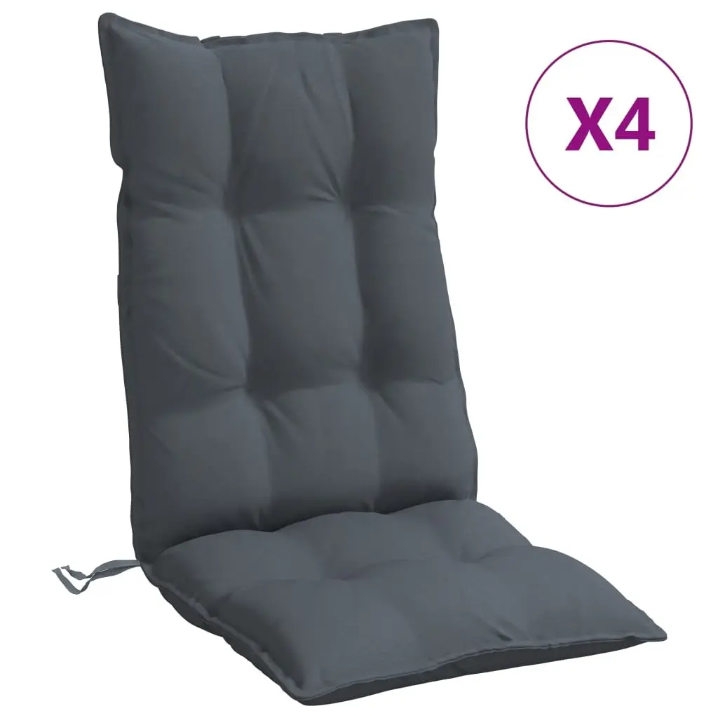 Highback Chair Cushions Anthracite 4 Piece Oxford Fabric Garden Patio Outdoor