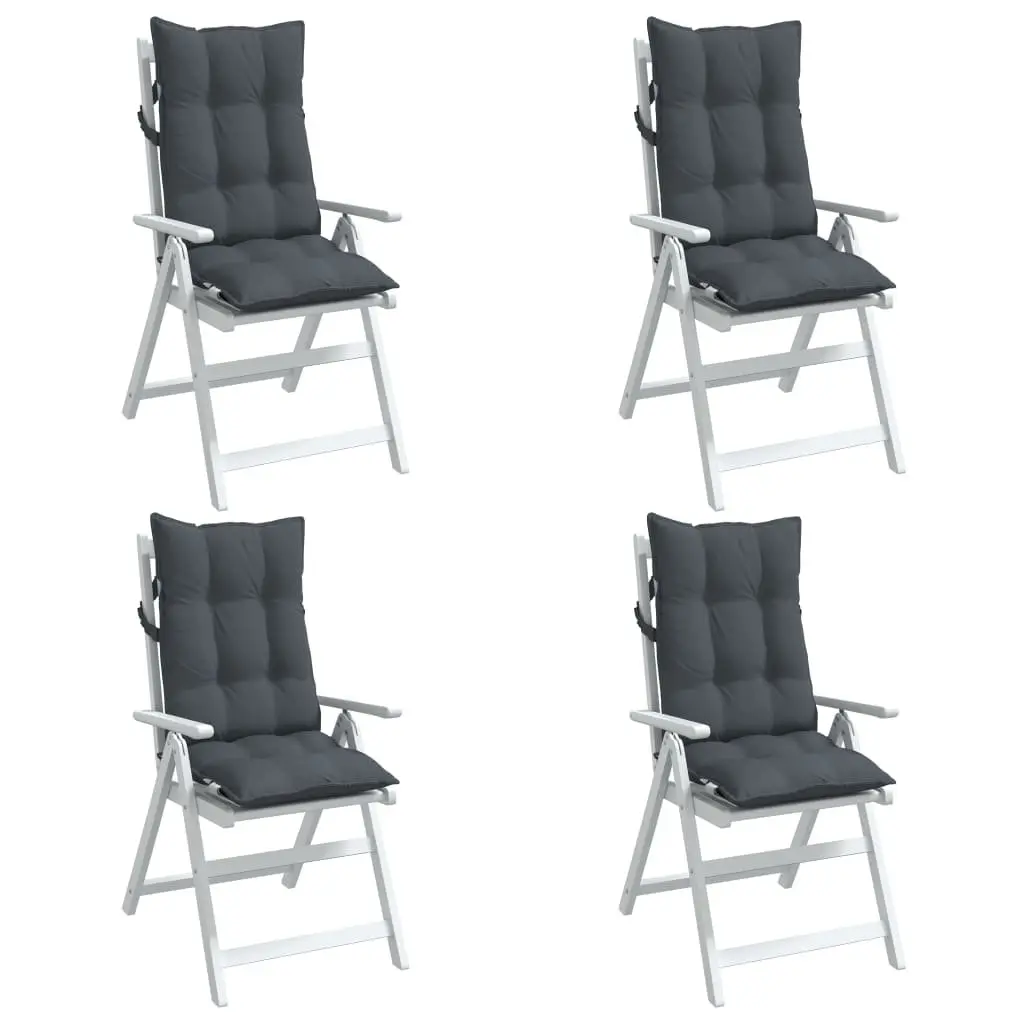 Highback Chair Cushions Anthracite 4 Piece Oxford Fabric Garden Patio Outdoor