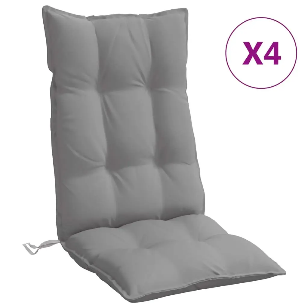 Highback Chair Cushions Outdoor Garden Patio Seat 4 Pieces Grey Oxford Fabric