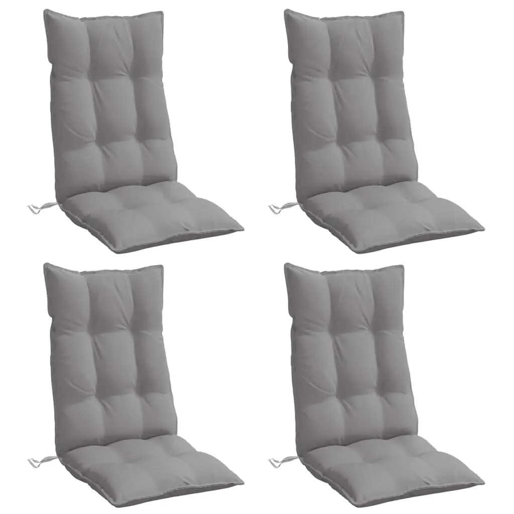 Highback Chair Cushions Outdoor Garden Patio Seat 4 Pieces Grey Oxford Fabric
