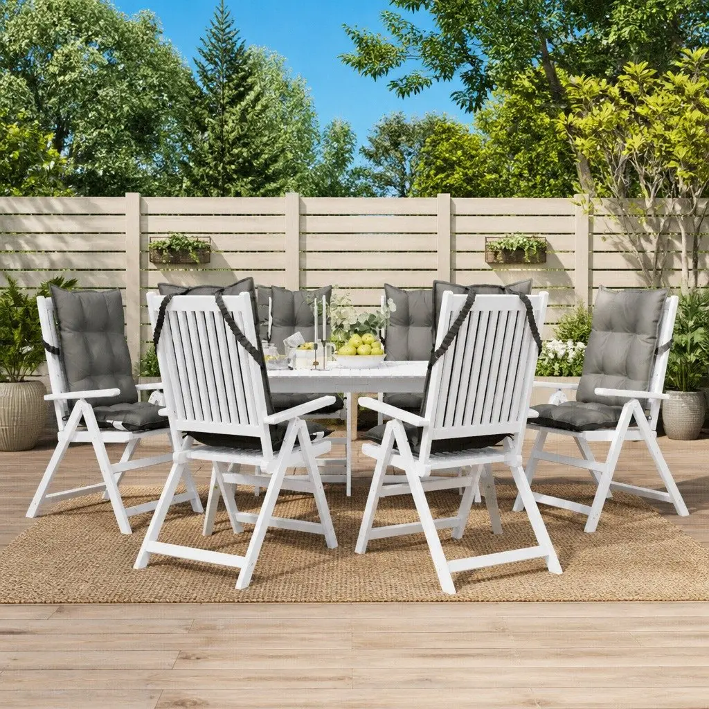Highback Chair Cushions Outdoor Indoor Use 6 Piece Grey Oxford Fabric