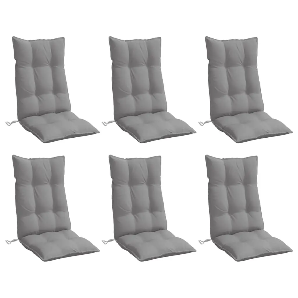 Highback Chair Cushions Outdoor Indoor Use 6 Piece Grey Oxford Fabric