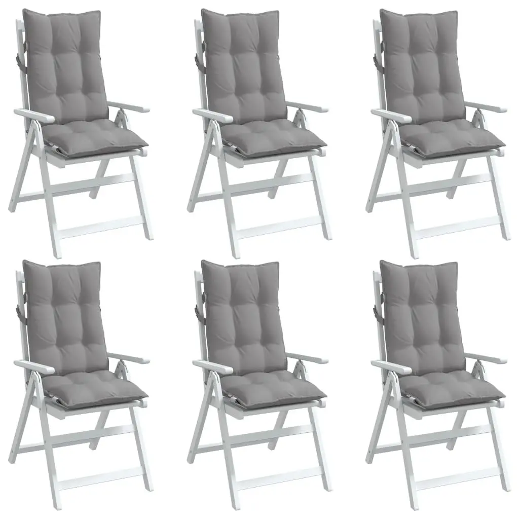 Highback Chair Cushions Outdoor Indoor Use 6 Piece Grey Oxford Fabric
