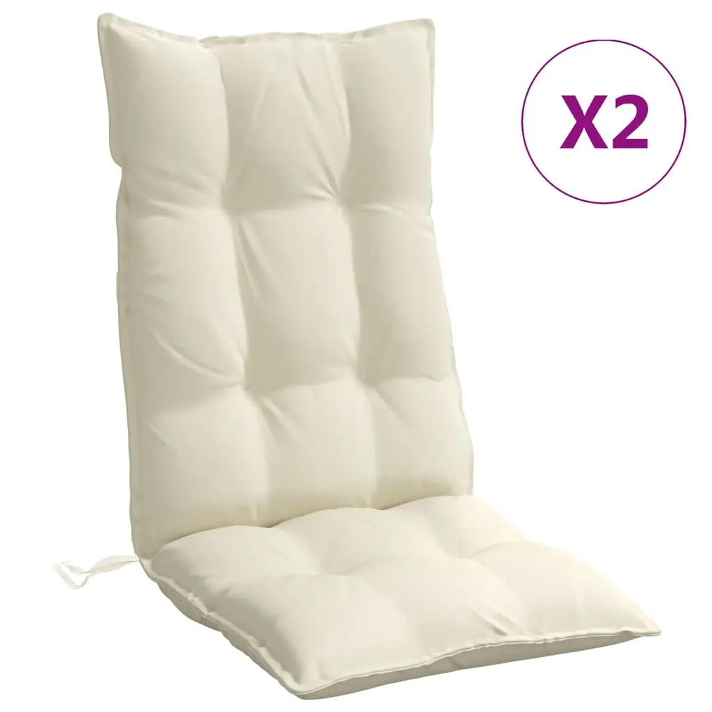 Highback Chair Cushions Cream Oxford Fabric Water-Resistant 2 Piece Garden Patio