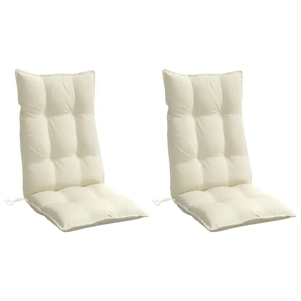 Highback Chair Cushions Cream Oxford Fabric Water-Resistant 2 Piece Garden Patio