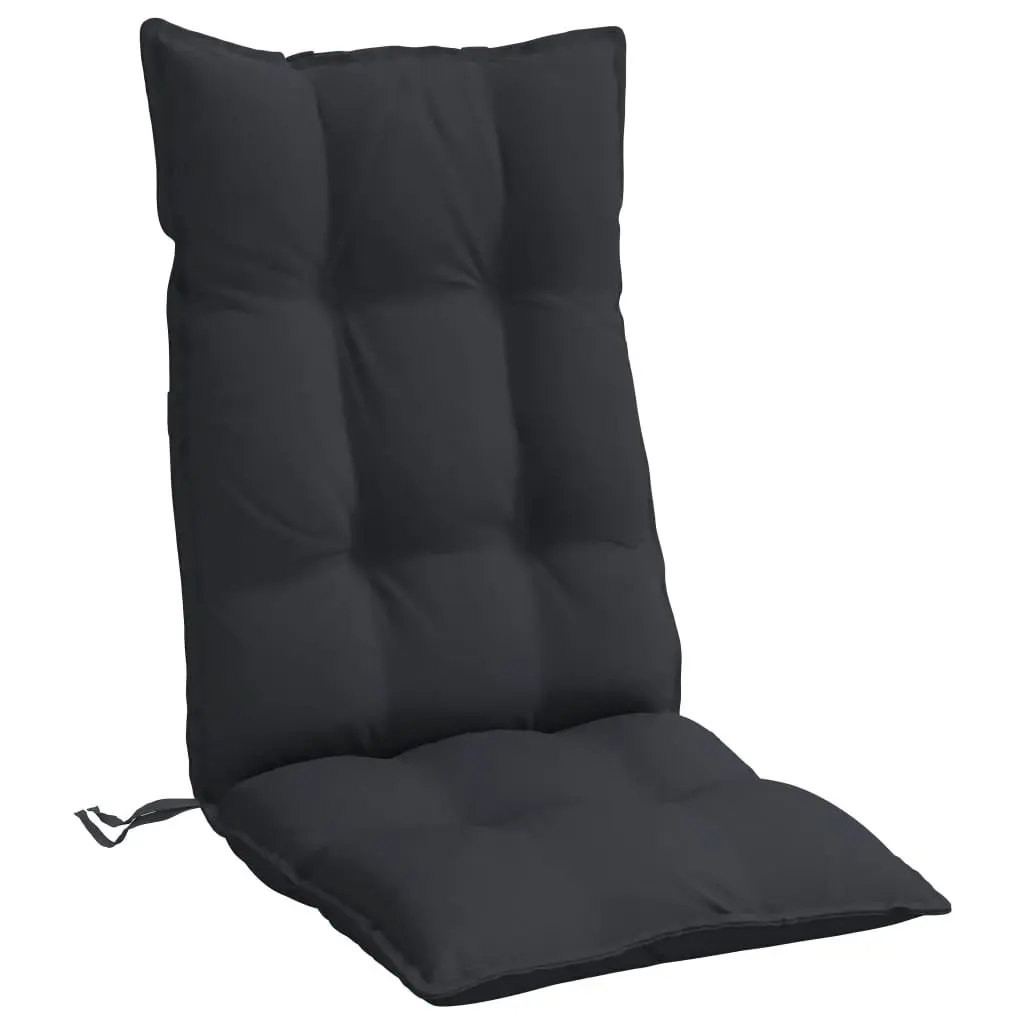 Highback Chair Cushions Outdoor Garden Patio Seat Pad 4 Pack Black Oxford Fabric