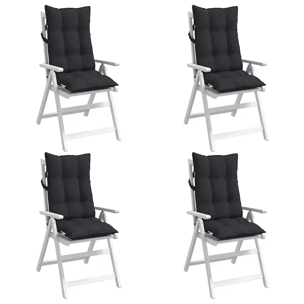Highback Chair Cushions Outdoor Garden Patio Seat Pad 4 Pack Black Oxford Fabric