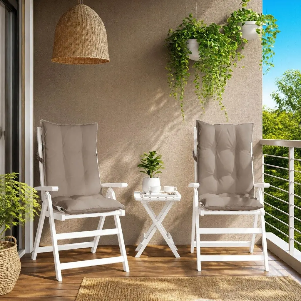 Highback Chair Cushions Outdoor Garden Patio Furniture 2 pcs Taupe Oxford Fabric