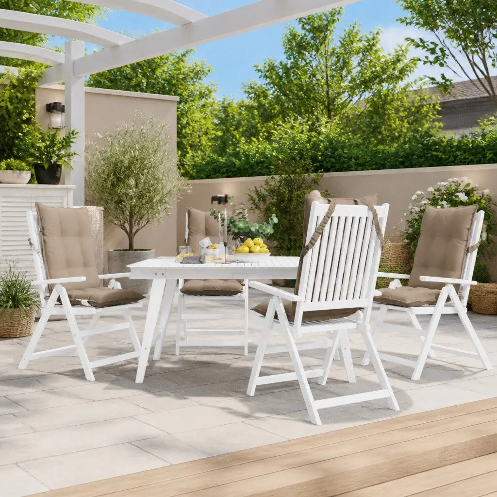 Highback Chair Cushions Outdoor Garden Patio Seat Pad 4 Piece Taupe Oxford Fabric