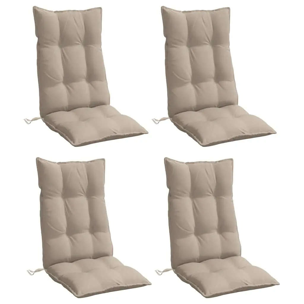 Highback Chair Cushions Outdoor Garden Patio Seat Pad 4 Piece Taupe Oxford Fabric