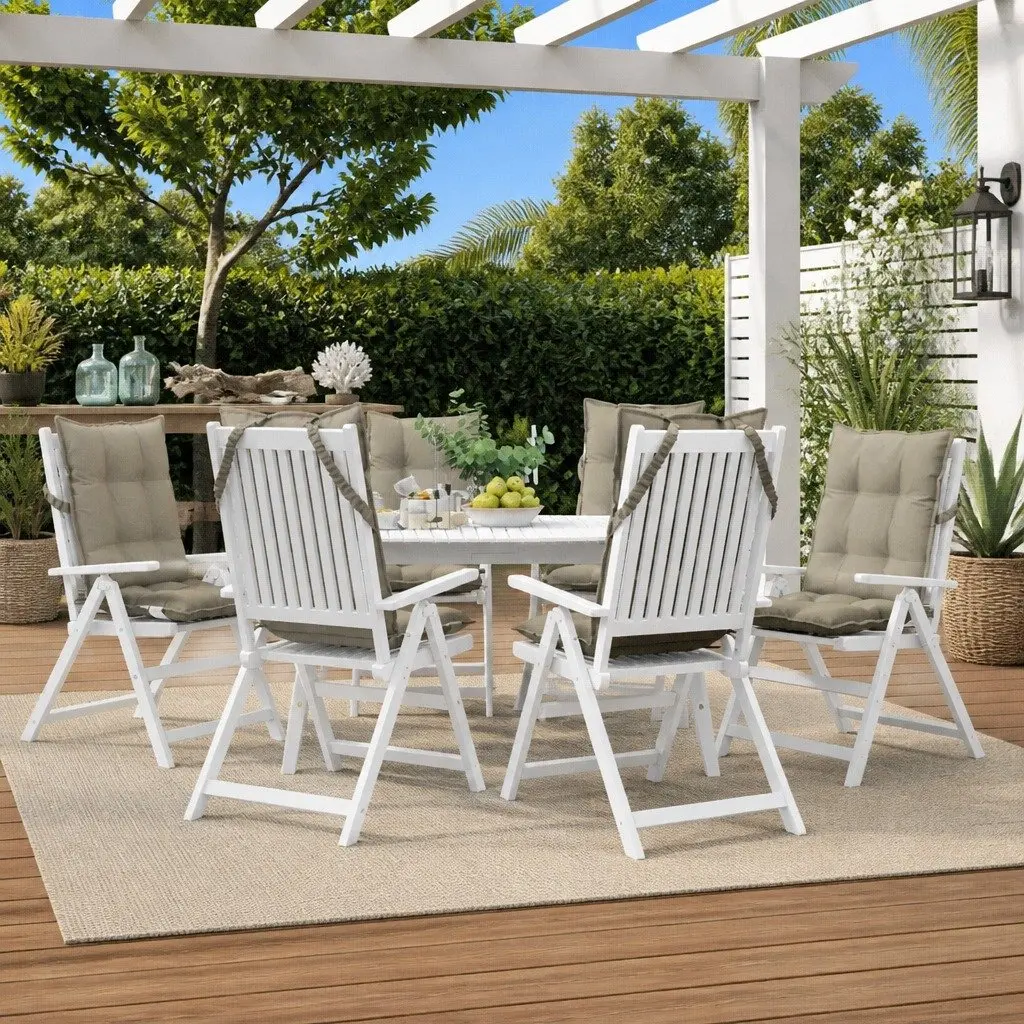 Highback Chair Cushions Outdoor Indoor 6 Piece Taupe Oxford Fabric Seat Pad