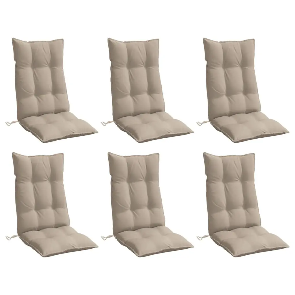 Highback Chair Cushions Outdoor Indoor 6 Piece Taupe Oxford Fabric Seat Pad