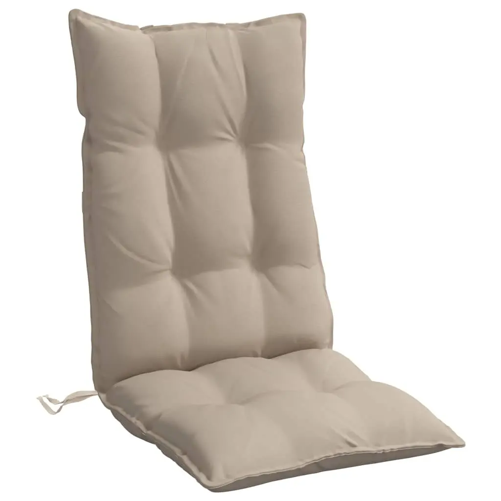 Highback Chair Cushions Outdoor Indoor 6 Piece Taupe Oxford Fabric Seat Pad
