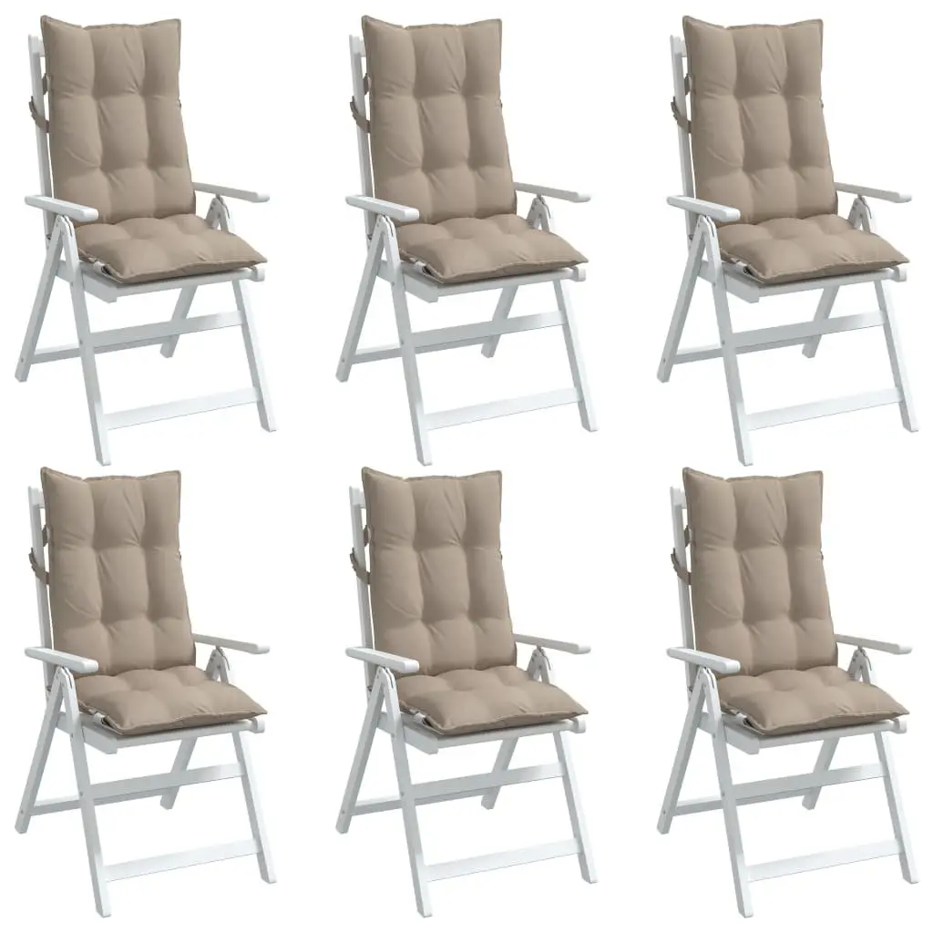 Highback Chair Cushions Outdoor Indoor 6 Piece Taupe Oxford Fabric Seat Pad