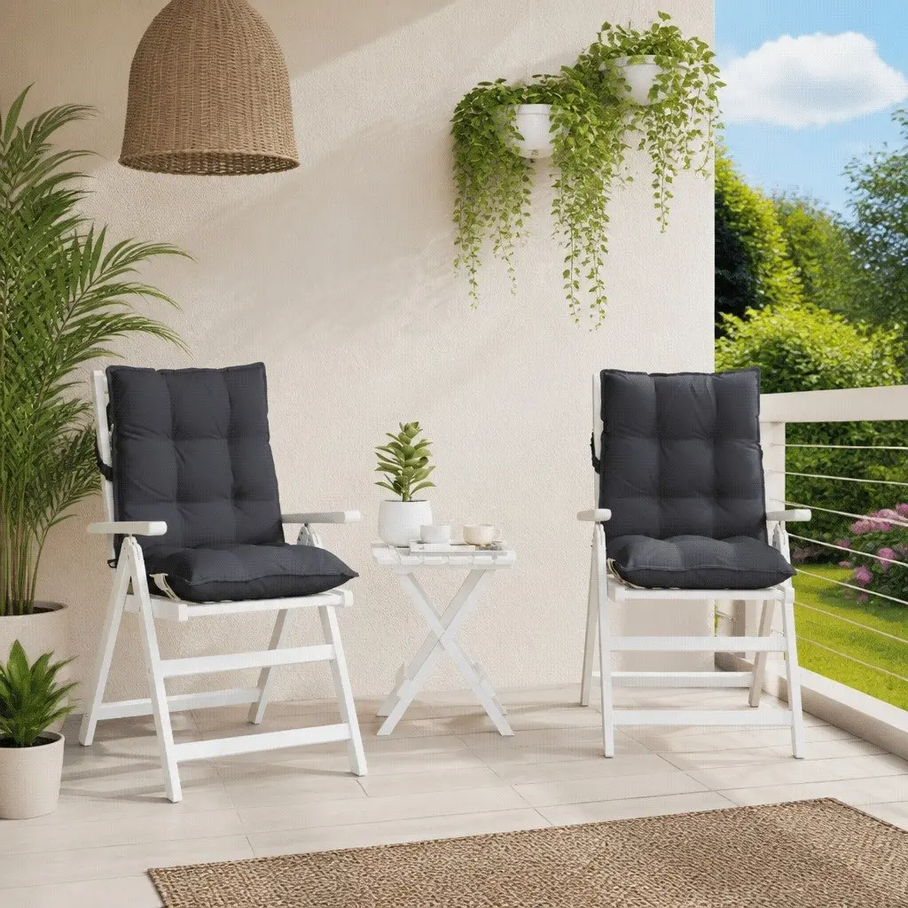 Lowback Chair Cushions 2 pcs Anthracite Oxford Fabric Outdoor Garden Patio Seat