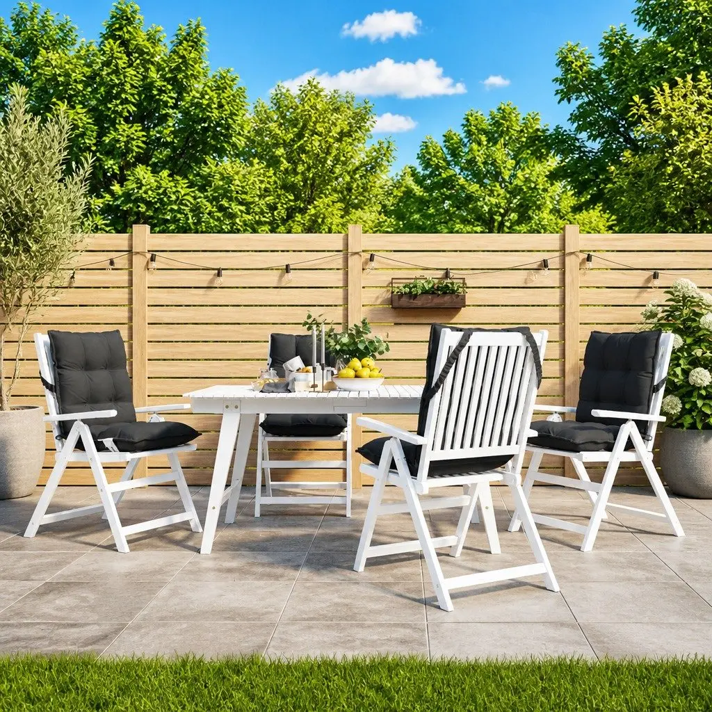 Low Back Chair Cushions 4 Piece Anthracite Oxford Fabric Outdoor Indoor Seating