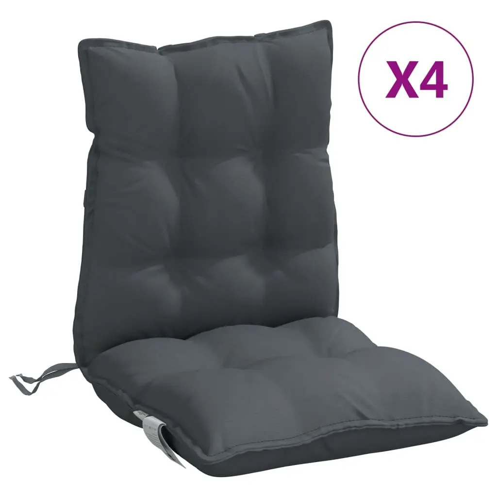 Low Back Chair Cushions 4 Piece Anthracite Oxford Fabric Outdoor Indoor Seating