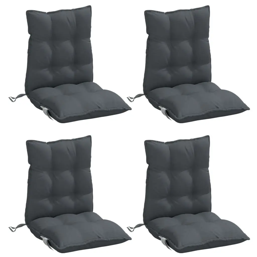 Low Back Chair Cushions 4 Piece Anthracite Oxford Fabric Outdoor Indoor Seating