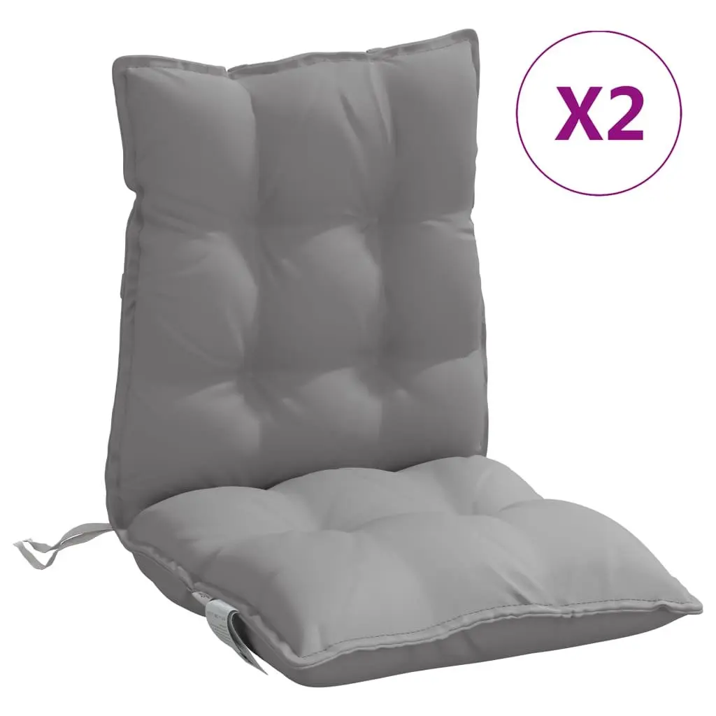 Lowback Chair Cushions Outdoor Garden Patio Seat Pad 2 Pieces Grey Oxford Fabric