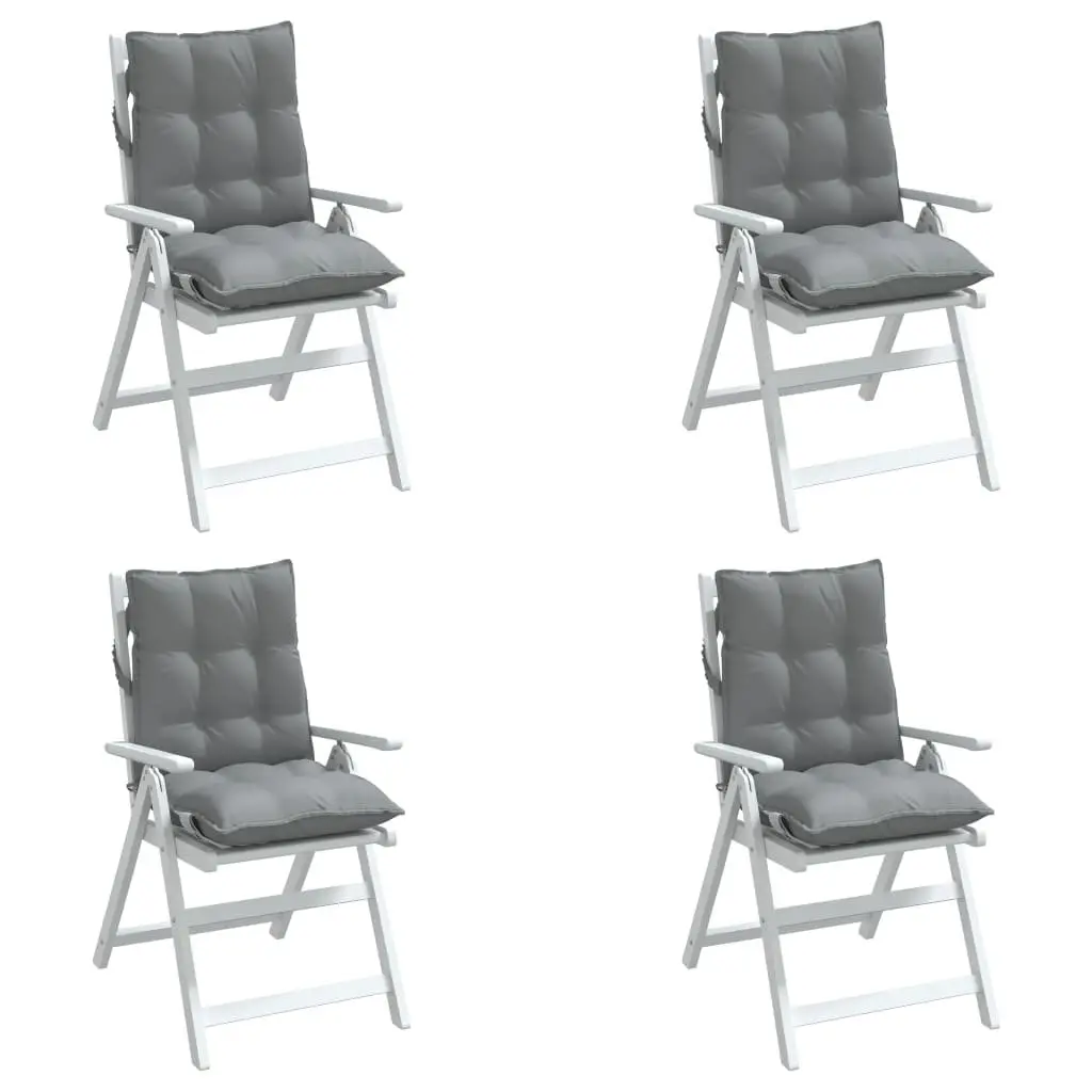 Lowback Chair Cushions Outdoor Garden Patio Seat 4 Piece Set Grey Oxford Fabric