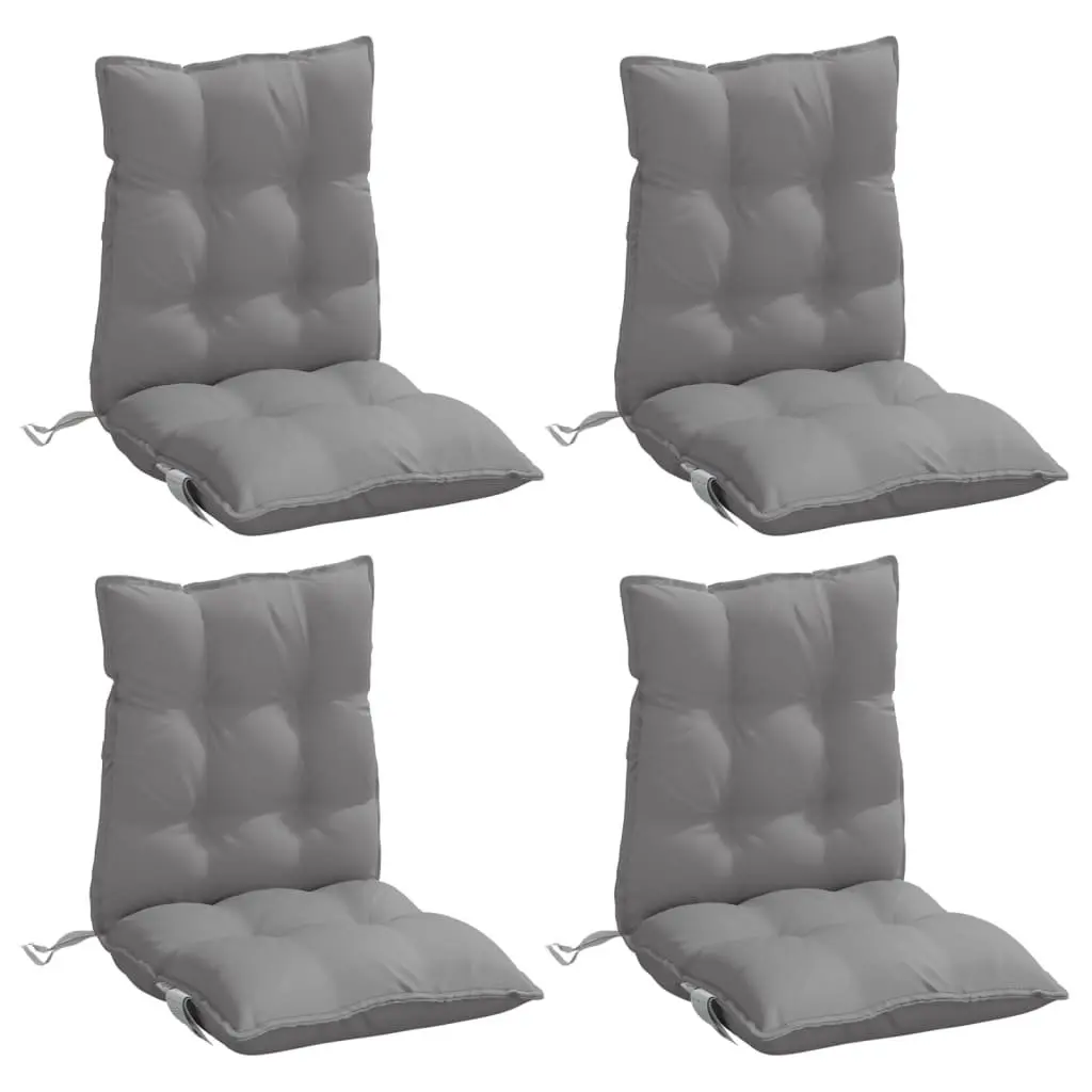 Lowback Chair Cushions Outdoor Garden Patio Seat 4 Piece Set Grey Oxford Fabric