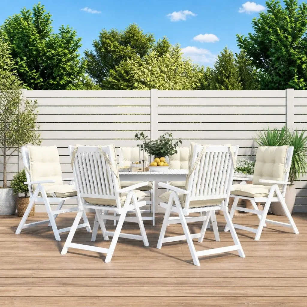 Lowback Chair Cushions Outdoor Garden Patio Seat Pad 6 Piece Cream Oxford Fabric