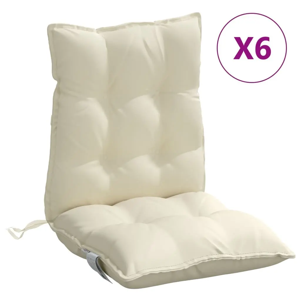 Lowback Chair Cushions Outdoor Garden Patio Seat Pad 6 Piece Cream Oxford Fabric