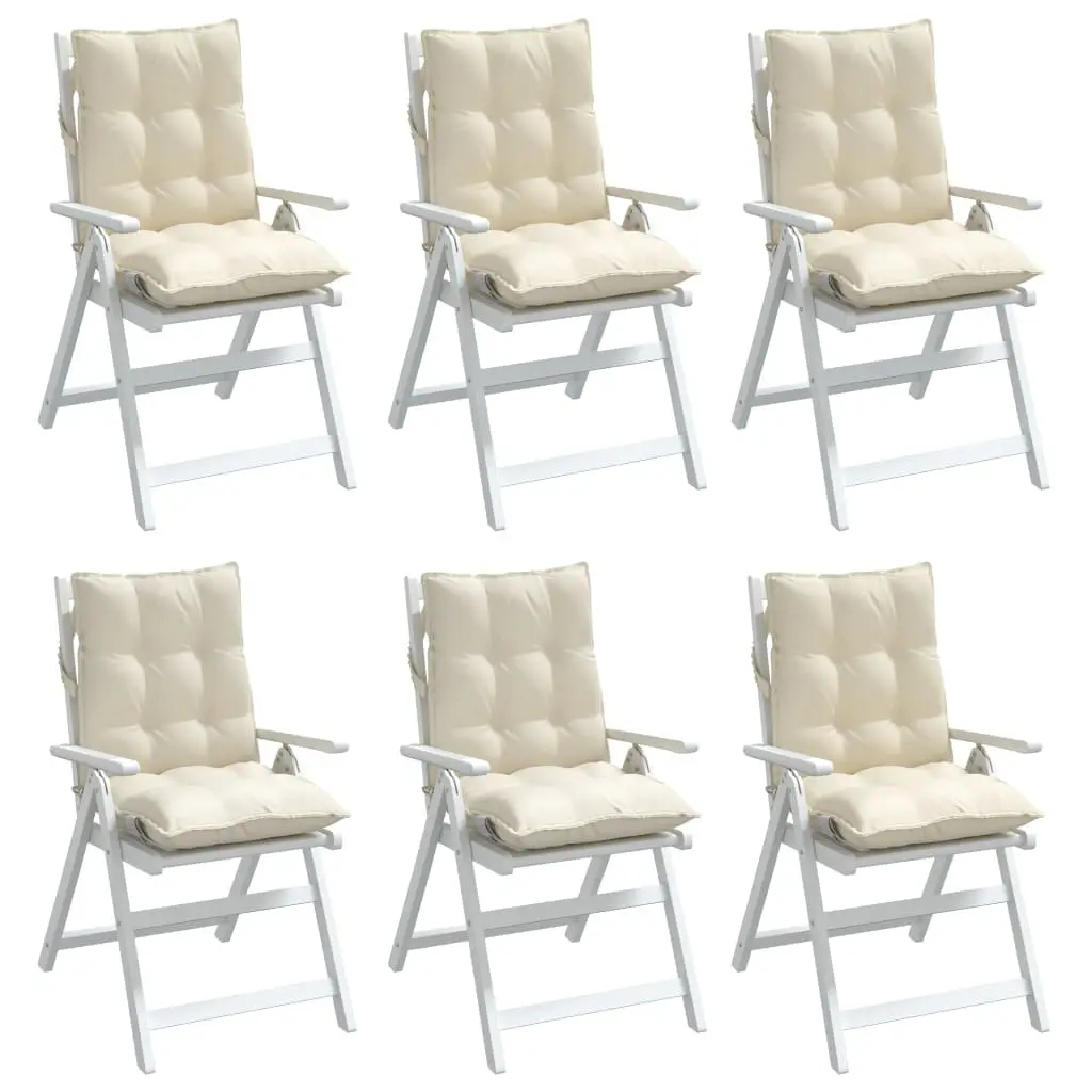 Lowback Chair Cushions Outdoor Garden Patio Seat Pad 6 Piece Cream Oxford Fabric