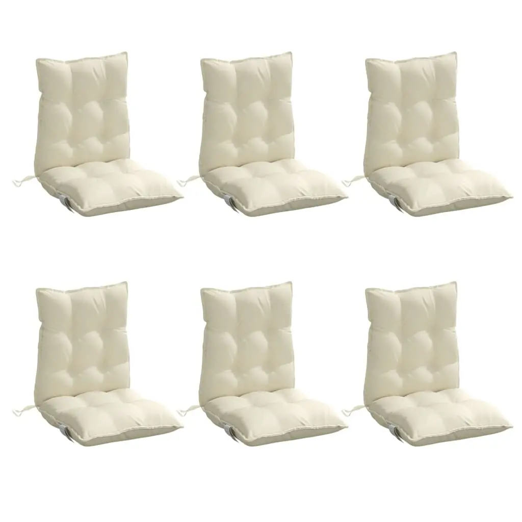 Lowback Chair Cushions Outdoor Garden Patio Seat Pad 6 Piece Cream Oxford Fabric