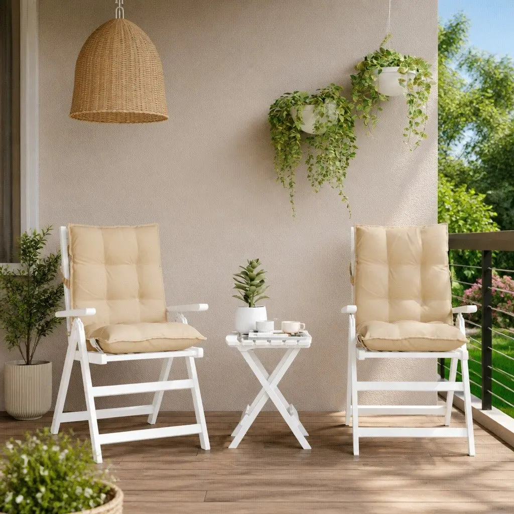 Lowback Chair Cushions Outdoor Indoor 2 Pieces Beige Oxford Fabric