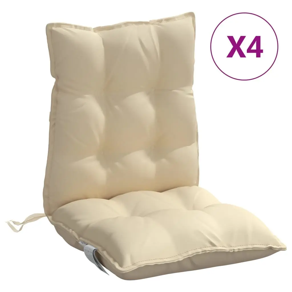 Lowback Chair Cushions Outdoor Garden Patio Seat Pad 4 pcs Beige Oxford Fabric